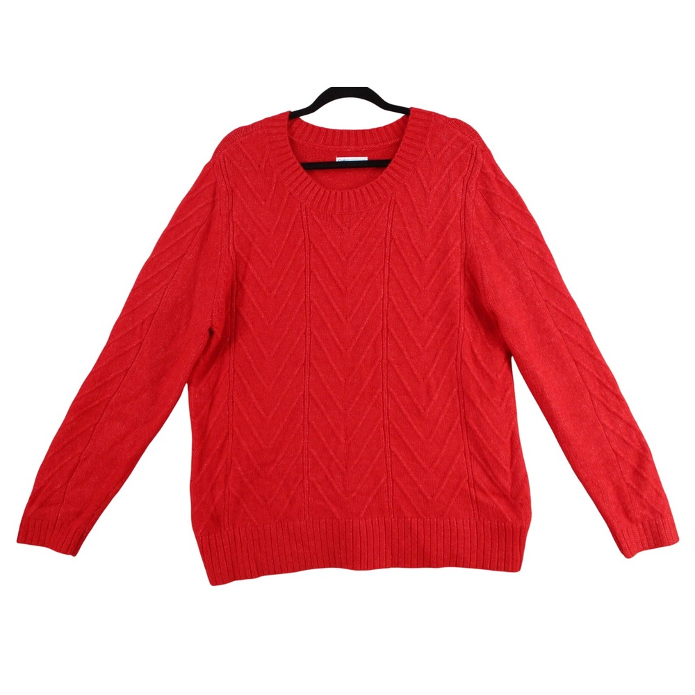 Croft & Barrow Red Chevron Cable Knit Crew Neck Sweater Womens Large